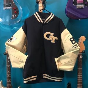 NWOT Leather & Wool Varsity Bomber Jacket